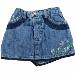 Embroidered Denim Kids Skirt